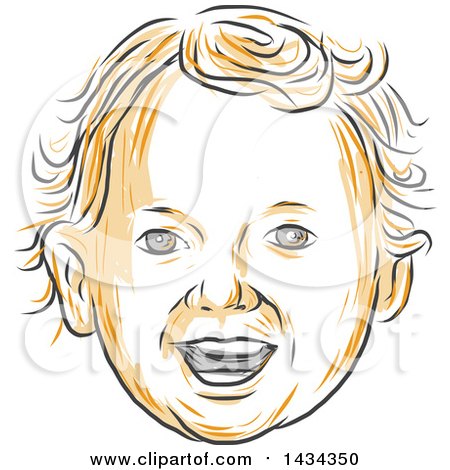 Clipart of a Retro Sketched Boy's Face - Royalty Free Vector Illustration by patrimonio