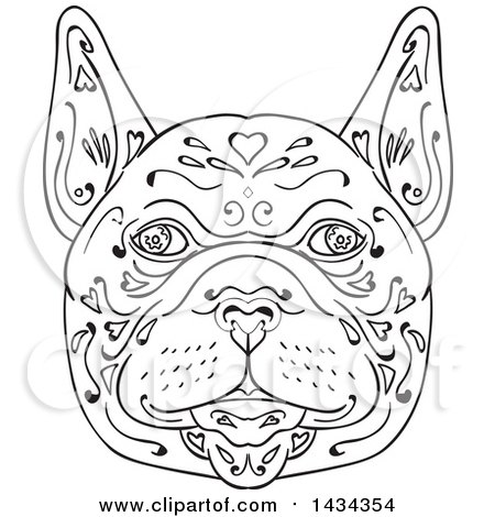 Clipart of a Mandala Sketched French Bulldog Face - Royalty Free Vector Illustration by patrimonio