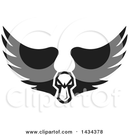 Clipart of a Black and White Tough Angry Mallard Duck Head with Wings - Royalty Free Vector Illustration by patrimonio