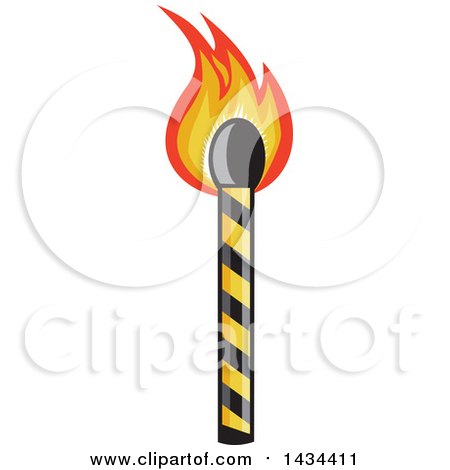 Clipart of a Lit Match Stick - Royalty Free Vector Illustration by patrimonio