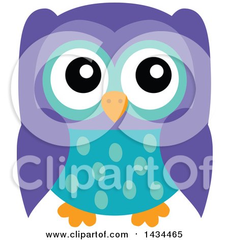 Clipart of a Purple and Blue Owl - Royalty Free Vector Illustration by visekart
