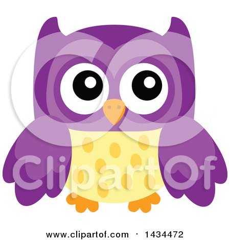 Clipart of a Purple and Yellow Owl - Royalty Free Vector Illustration by visekart