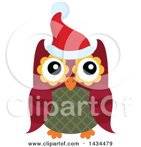 Clipart of a Christmas Owl - Royalty Free Vector Illustration by visekart