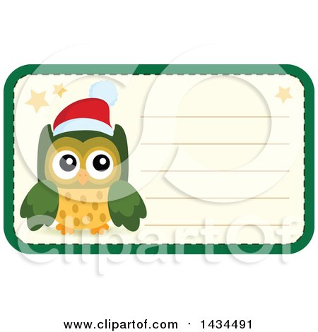 Clipart of a Christmas Owl Tag or Label - Royalty Free Vector Illustration by visekart