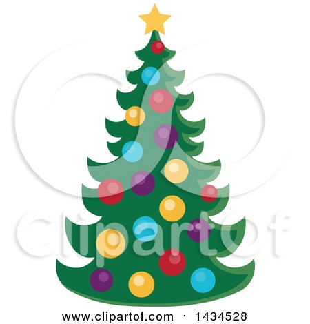 Clipart of a Christmas Tree with Colorful Ornaments - Royalty Free Vector Illustration by visekart