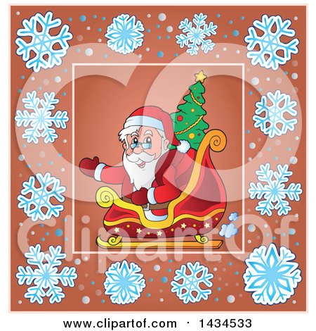 Clipart of a Christmas Santa Inside a Snowflake Frame - Royalty Free Vector Illustration by visekart