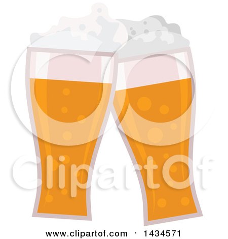 Clipart of Clinking Glasses of Beer - Royalty Free Vector Illustration by Vector Tradition SM