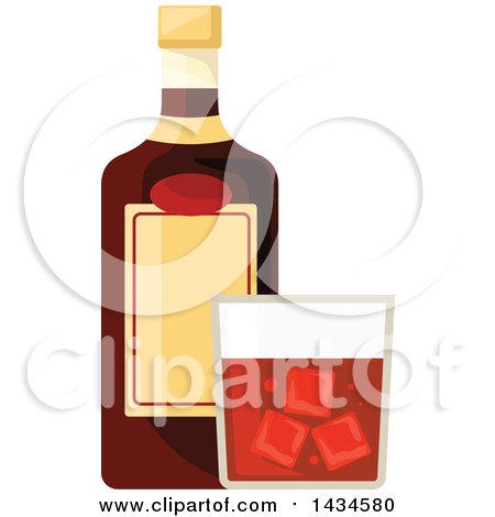 Clipart of a Bottle and Glass of Whiskey - Royalty Free Vector Illustration by Vector Tradition SM