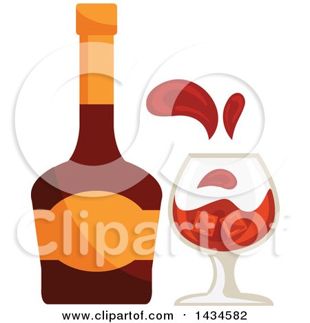 Clipart of a Bottle and Glass of Brandy - Royalty Free Vector Illustration by Vector Tradition SM