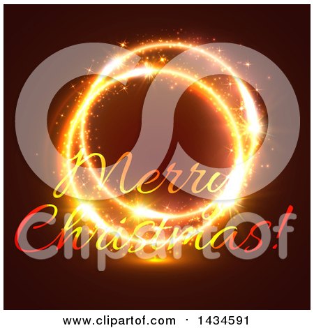 Clipart of a Merry Christmas Greeting in Golden Sparkler Lights - Royalty Free Vector Illustration by Vector Tradition SM