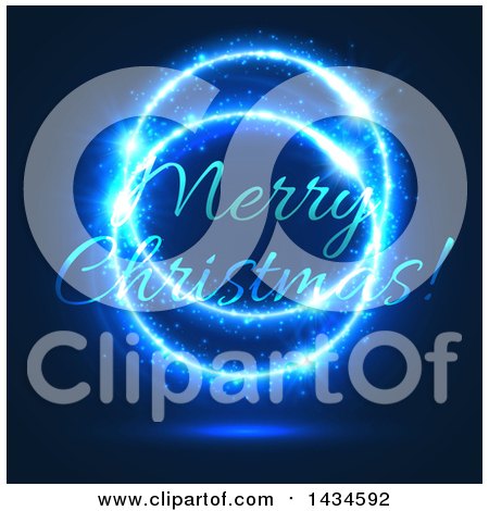 Clipart of a Merry Christmas Greeting in Blue Sparkler Lights - Royalty Free Vector Illustration by Vector Tradition SM