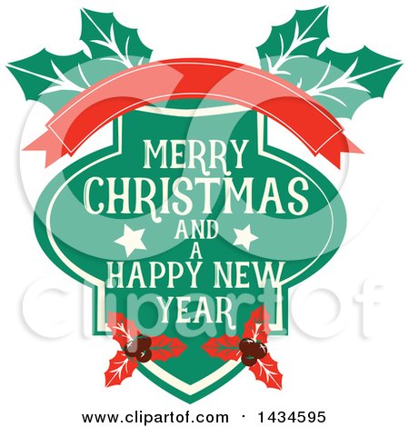 Clipart of a Merry Christmas and a Happy New Year Greeting - Royalty Free Vector Illustration by Vector Tradition SM