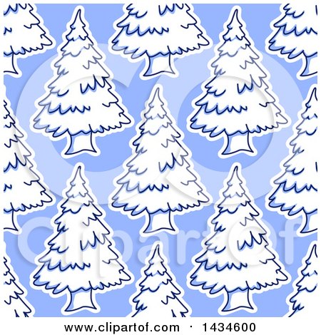 Clipart of a Seamless Background Pattern of Evergreen Trees - Royalty Free Vector Illustration by Vector Tradition SM