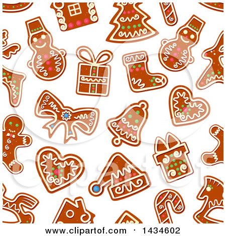 Clipart of a Seamless Background Pattern of Gingerbread Cookies - Royalty Free Vector Illustration by Vector Tradition SM