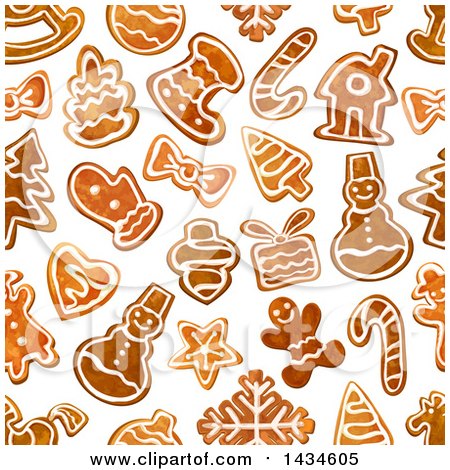 Clipart of a Seamless Background Pattern of Gingerbread Cookies - Royalty Free Vector Illustration by Vector Tradition SM