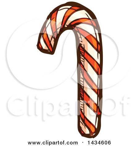 Clipart of a Sketched Christmas Candy Cane - Royalty Free Vector Illustration by Vector Tradition SM