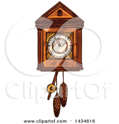 Clipart of a Sketched Cuckoo Clock - Royalty Free Vector Illustration by Vector Tradition SM