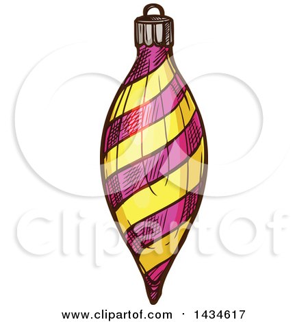 Clipart of a Sketched Christmas Bauble Ornament - Royalty Free Vector Illustration by Vector Tradition SM