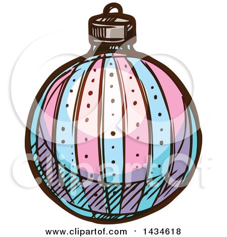 Clipart of a Sketched Christmas Bauble Ornament - Royalty Free Vector Illustration by Vector Tradition SM