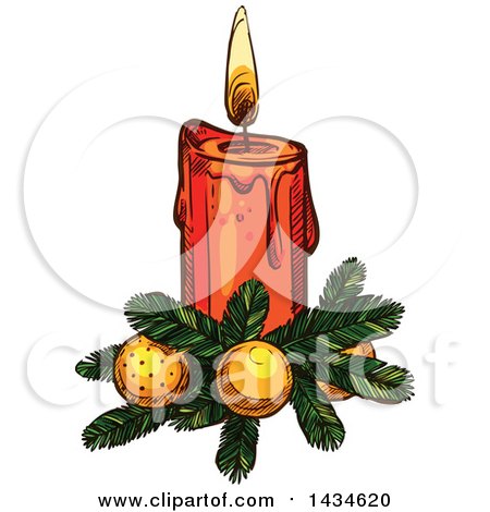 Clipart of a Sketched Christmas Candle - Royalty Free Vector Illustration by Vector Tradition SM