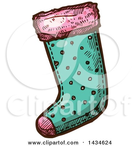 Clipart of a Sketched Christmas Stocking - Royalty Free Vector Illustration by Vector Tradition SM