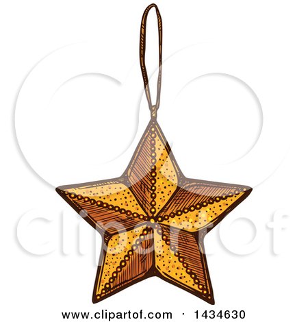 Clipart of a Sketched Star Christmas Ornament - Royalty Free Vector Illustration by Vector Tradition SM