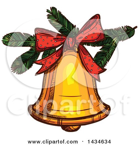 Clipart of a Sketched Christmas Bell - Royalty Free Vector Illustration by Vector Tradition SM