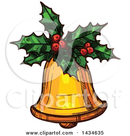 Clipart of a Sketched Christmas Bell - Royalty Free Vector Illustration by Vector Tradition SM