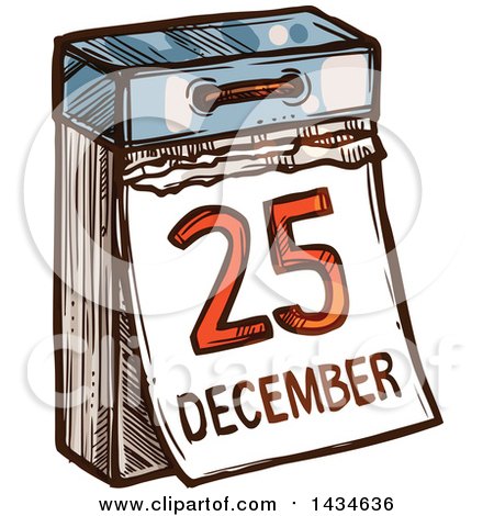 Clipart of a Sketched December 25 Christmas Calendar - Royalty Free Vector Illustration by Vector Tradition SM