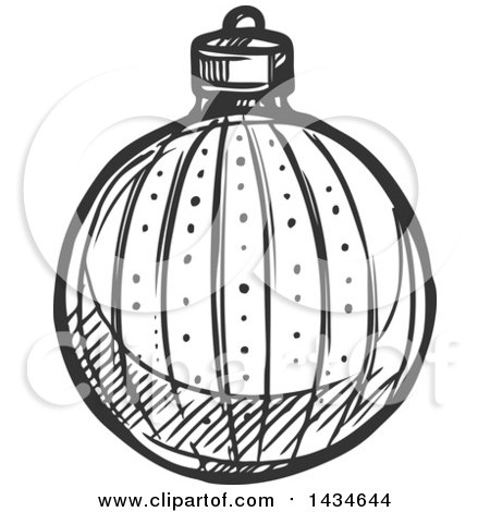 Clipart of a Sketched Dark Gray Christmas Bauble Ornament - Royalty Free Vector Illustration by Vector Tradition SM