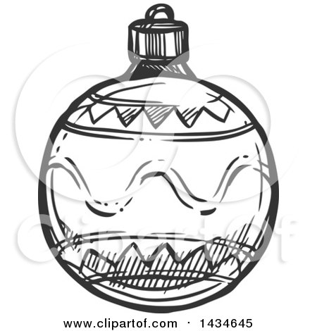 Clipart of a Sketched Dark Gray Christmas Bauble Ornament - Royalty Free Vector Illustration by Vector Tradition SM