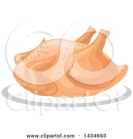 Clipart of a Roasted Chicken on a Platter - Royalty Free Vector Illustration by Vector Tradition SM