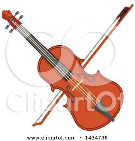 Clipart of a Crossed Violin or Viola and Bow - Royalty Free Vector Illustration by Vector Tradition SM