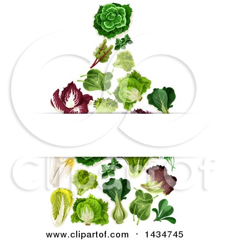 Clipart of a Cutting Board Made of Greens with Text Space - Royalty Free Vector Illustration by Vector Tradition SM