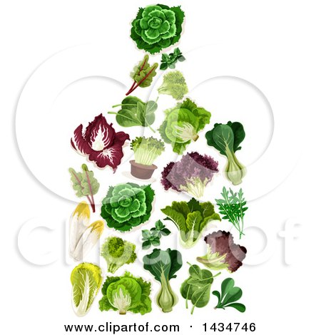Clipart of a Cutting Board Made of Greens - Royalty Free Vector Illustration by Vector Tradition SM