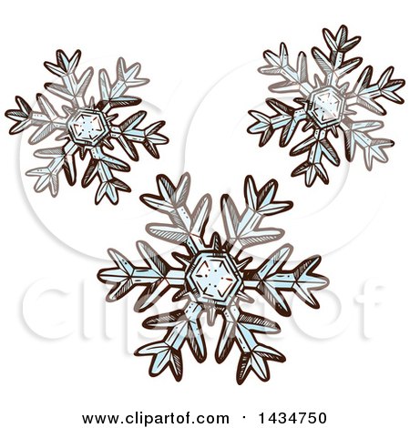 Clipart of Sketched Snowflakes - Royalty Free Vector Illustration by Vector Tradition SM