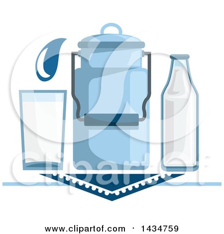 Clipart of a Milk Can, Bottle and Glass - Royalty Free Vector Illustration by Vector Tradition SM