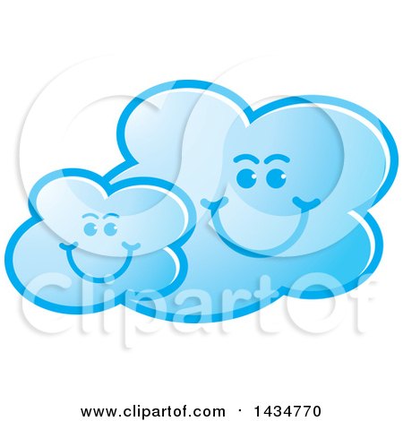 Clipart of a Blue Happy Cloud Family - Royalty Free Vector Illustration by Lal Perera