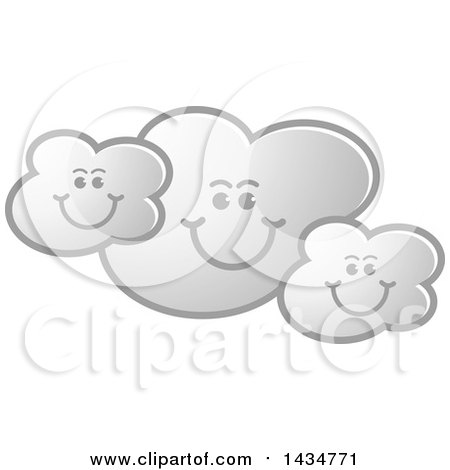 Clipart of a Gray Happy Cloud Family - Royalty Free Vector Illustration by Lal Perera