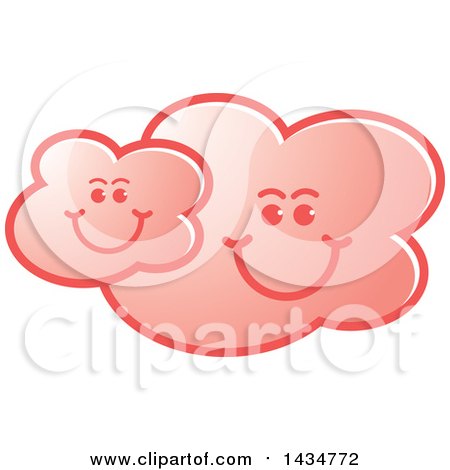 Clipart of a Pink Happy Cloud Family - Royalty Free Vector Illustration by Lal Perera