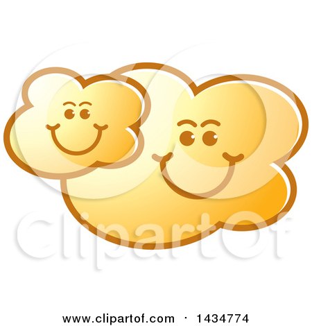 Clipart of a Yellow Happy Cloud Family - Royalty Free Vector Illustration by Lal Perera