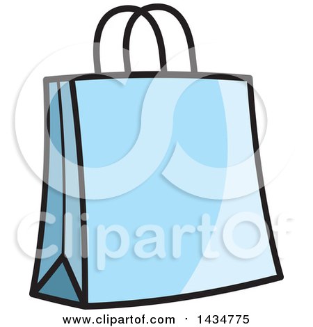 Clipart of a Blue Gift or Shopping Bag - Royalty Free Vector Illustration by Lal Perera