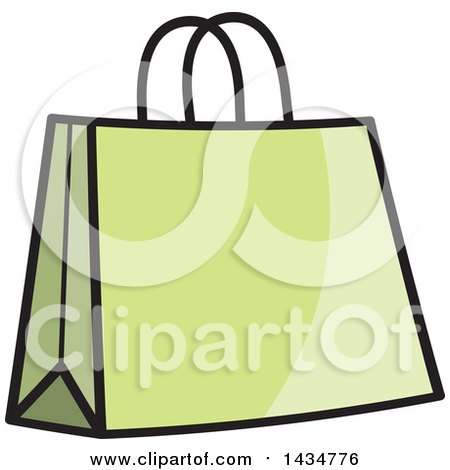 Clipart of a Green Gift or Shopping Bag - Royalty Free Vector Illustration by Lal Perera
