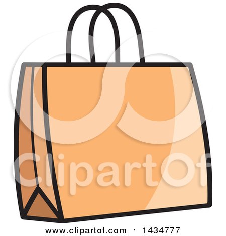 Clipart of an Orange Gift or Shopping Bag - Royalty Free Vector Illustration by Lal Perera