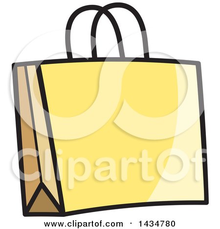 Clipart of a Yellow Gift or Shopping Bag - Royalty Free Vector Illustration by Lal Perera