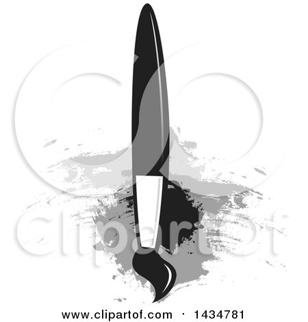 Clipart of a Paintbrush over Black and Gray Stokes - Royalty Free Vector Illustration by Lal Perera