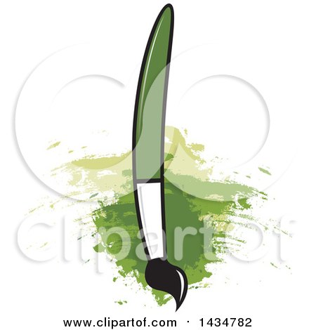 Clipart of a Paintbrush over Green Stokes - Royalty Free Vector Illustration by Lal Perera