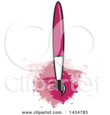 Clipart of a Paintbrush over Majenta Stokes - Royalty Free Vector Illustration by Lal Perera