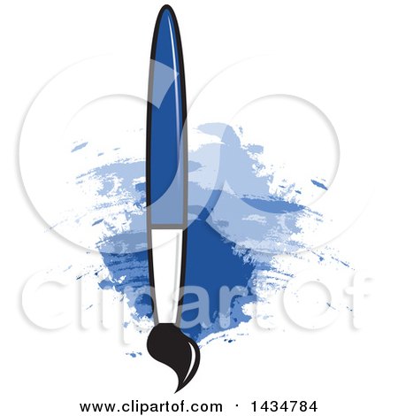 Clipart of a Paintbrush over Blue Stokes - Royalty Free Vector Illustration by Lal Perera