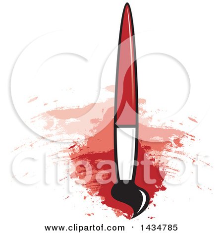 Clipart of a Paintbrush over Red Stokes - Royalty Free Vector Illustration by Lal Perera